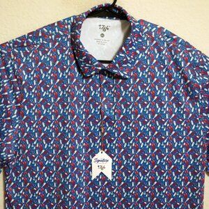 1764 Shirt Mens 2XL New Short Sleeve Performance Golf Polo Stretch Blue